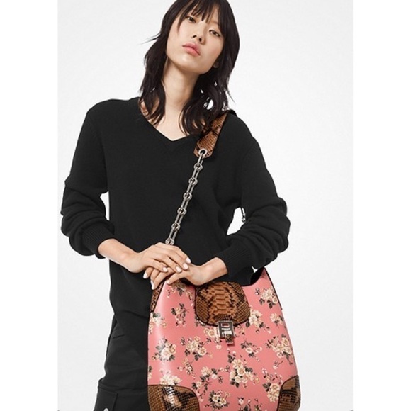 MICHAEL KORS COLLECTION 🌸Bancroft Oversized Calf Leather Python Shoulder Bag - Picture 3 of 14